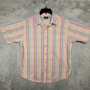Scandia Woods Mens XL Button Up‎ Shirt Short Sleeve Plaid Colorful Cotton